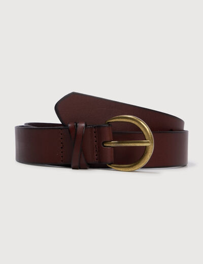 Ceinture large en cuir marron fonc&eacute; femme
