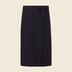 Jupe midi droite fendue satin noir femme