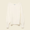 Pull col bateau manches longues ecru femme
