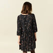 Robe évasée manches 3/4 noir femme