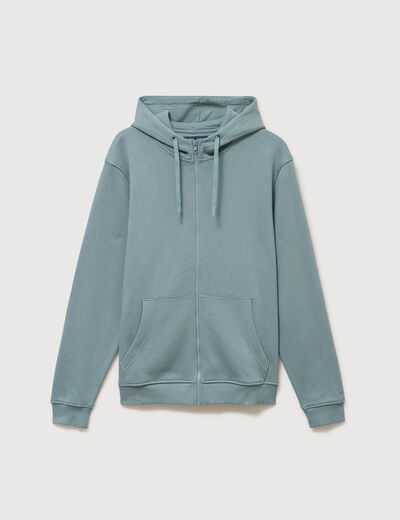 Sweat &agrave; capuche manches longues bleu gris homme