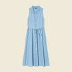 Robe longue trapèze jean denim bleach femme