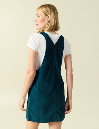 Robe sans manches en velours bleu canard femme