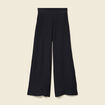 Pantalon large taille haute fluide noir femme