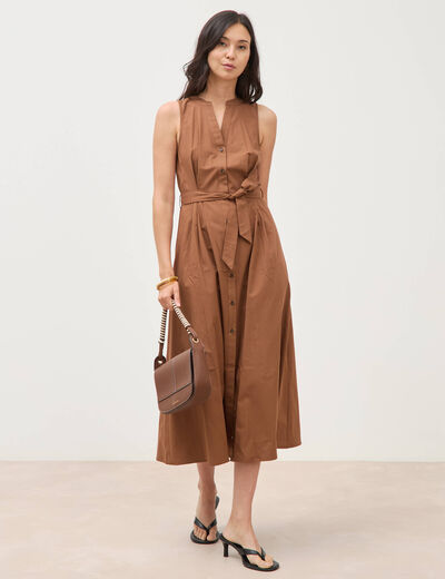 Robe en coton sans manches marron femme