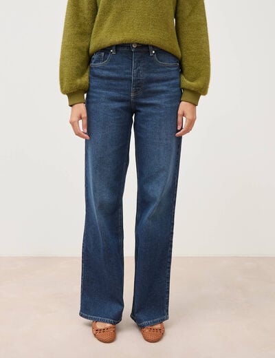 Jeans large taille haute denim brut femme