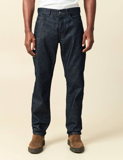 Jeans straight longueur 32 en coton denim brut rinse homme