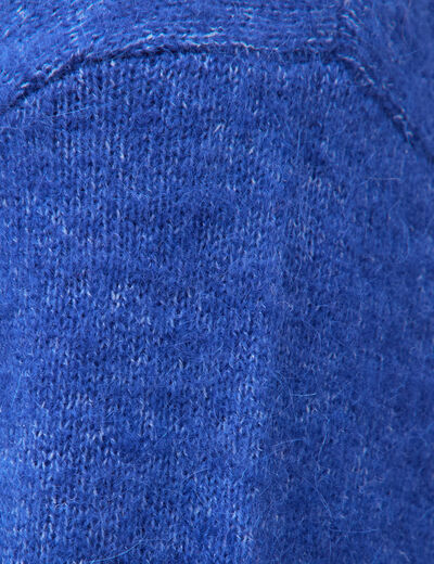 Pull droit col v manches longues bleu electrique femme