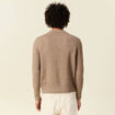 Pull manches longues col rond taupe homme