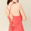 Combinaison pantalon bretelles rouge corail femme
