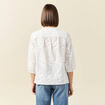 Chemise manches 3/4 brodée ecru femme