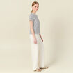T-shirt cintr&eacute; col rond manches courtes ecru femme