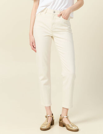 Jeans mom 7/8&egrave;me ecru femme