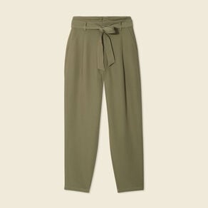 pantalon carotte ceinture vert kaki femme Pantalon carotte ceinturé vert kaki femme