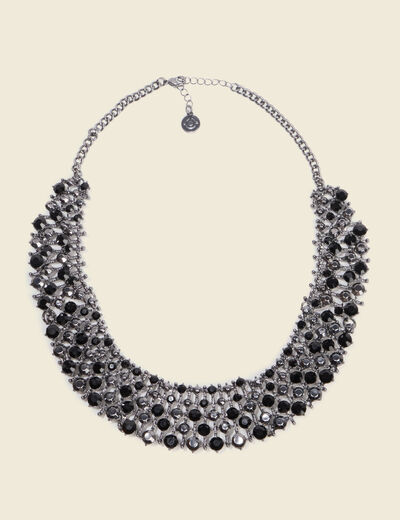 Collier avec strass noir femme