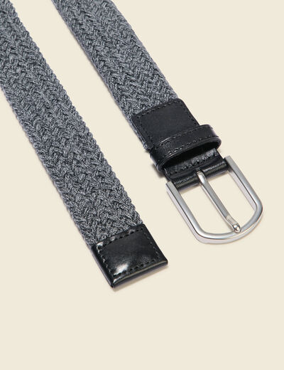 Ceinture élastiquée tressée gris foncé homme