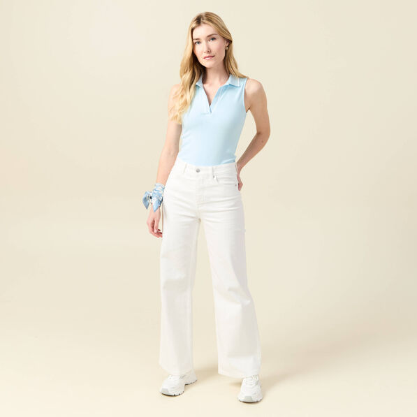 Polo sans manches bleu pastel femme