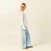 Pull manches longues ajouré ecru femme