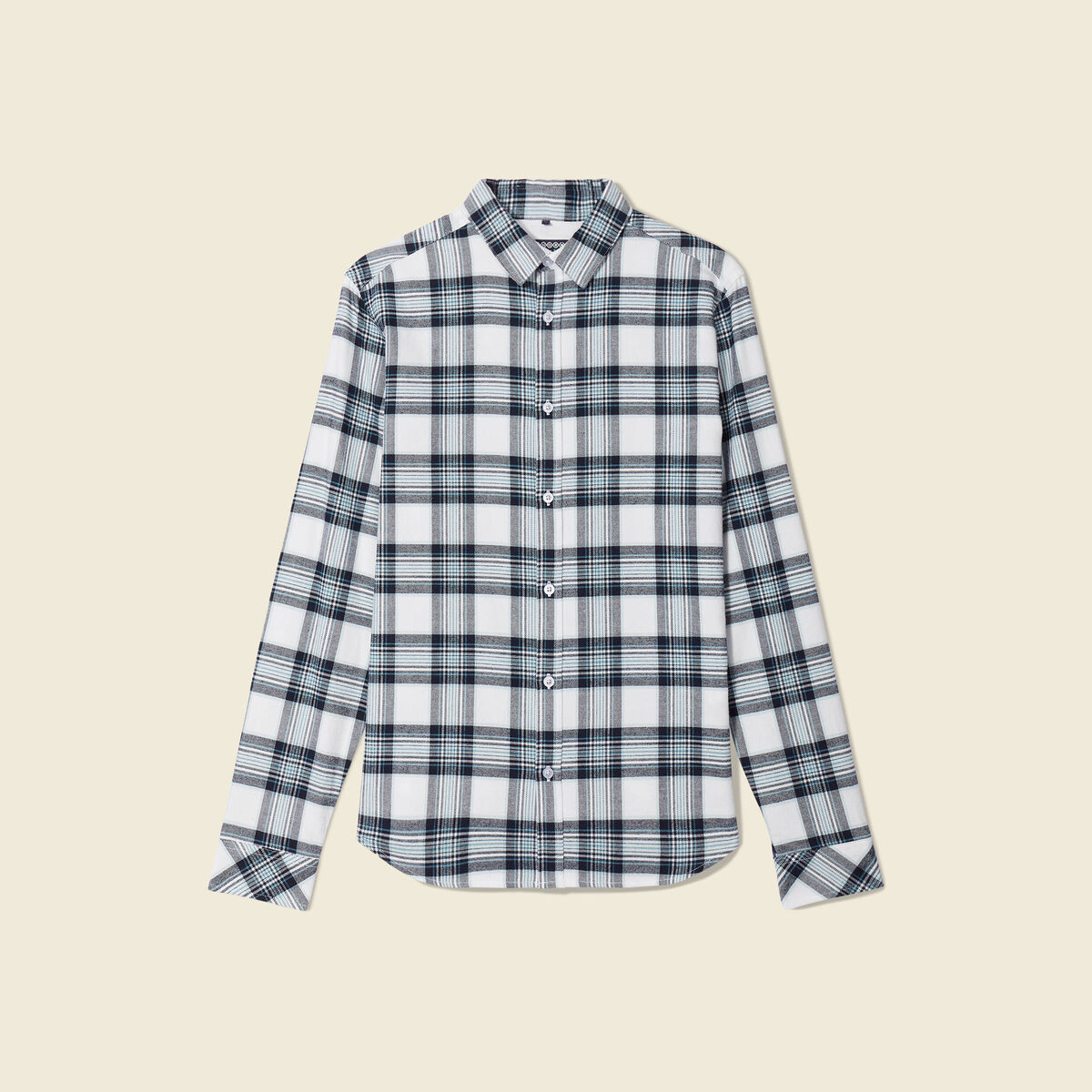 Chemise en coton manches longues ecru homme