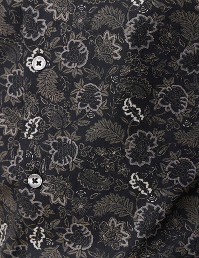 Chemise cintr&eacute;e en coton manches longues noir homme