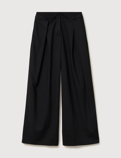 Pantalon large taille standard noir femme