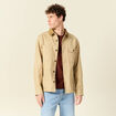 Veste boutonnée col velours beige homme
