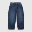Jeans barrel 7/8&egrave;me taille standard denim brut clean femme