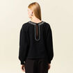 Sweat manches longues perles noir femme
