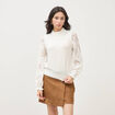 Pull droit col montant manches longues ecru femme