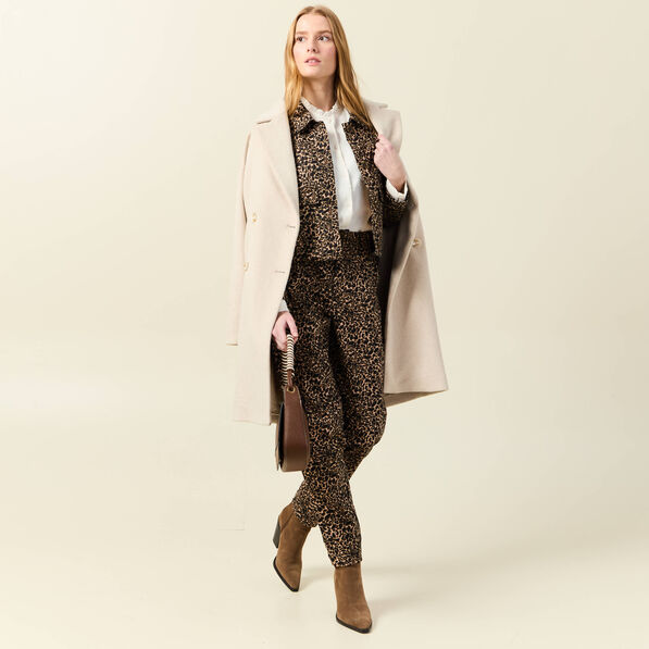 Pantalon slouchy taille haute beige femme