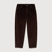 Pantalon barrel taille haute velours marron femme