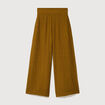 Pantalon large taille haute fluide vert olive femme