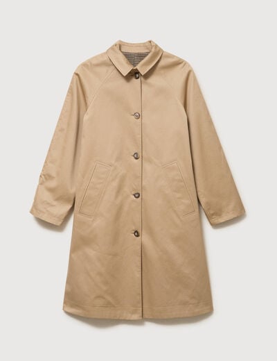 Trench long oversize r&eacute;versible beige femme