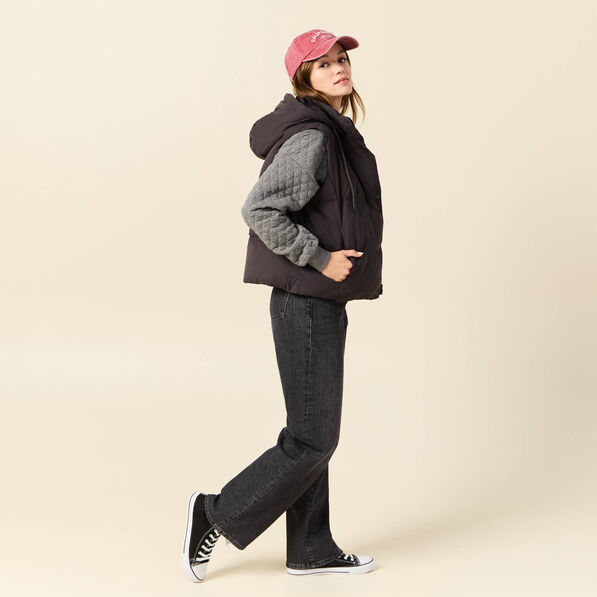 doudoune sans manches capuche gris fonce femme Doudoune sans manches capuche gris foncé femme