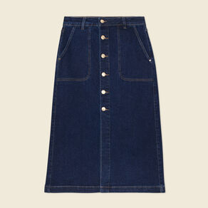 jupe midi droite en jean denim brut femme Jupe midi droite en jean denim brut femme