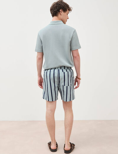 Maillot de bain ray&eacute; doubl&eacute; bleu gris homme