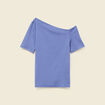 T-shirt asym&eacute;trique manches courtes violet femme