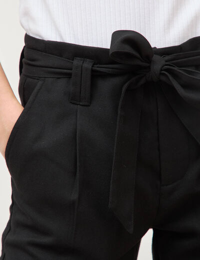 Pantalon paperbag noir femme