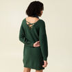 Robe pull droite col bateau vert foncé femme