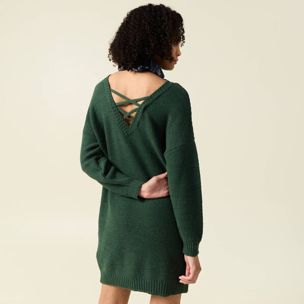 Robe pull droite col bateau vert foncé femme