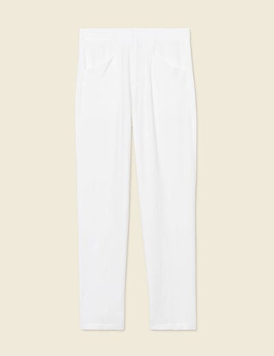 Pantalon cargo fluide ecru femme