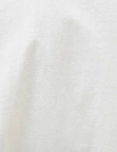 T-shirt col rond manches coudes en coton ecru homme