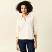Polo manches 3/4 brillant ecru femme