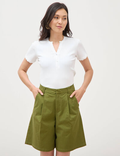 T-shirt ajust&eacute; manches courtes blanc femme
