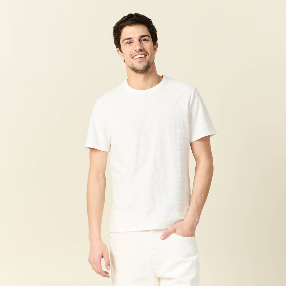 T-shirt manches courtes ecru homme