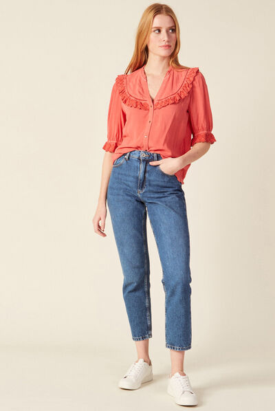 Chemise manches 3/4 rose femme