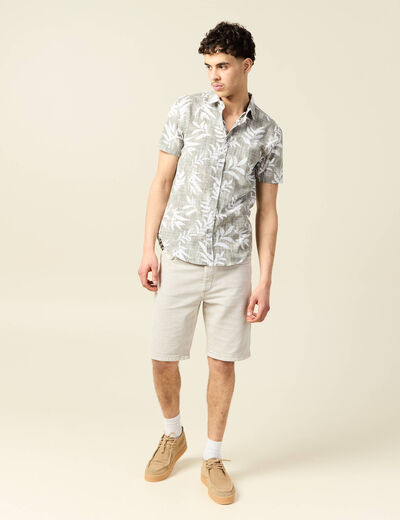 Chemise manches courtes vert kaki homme