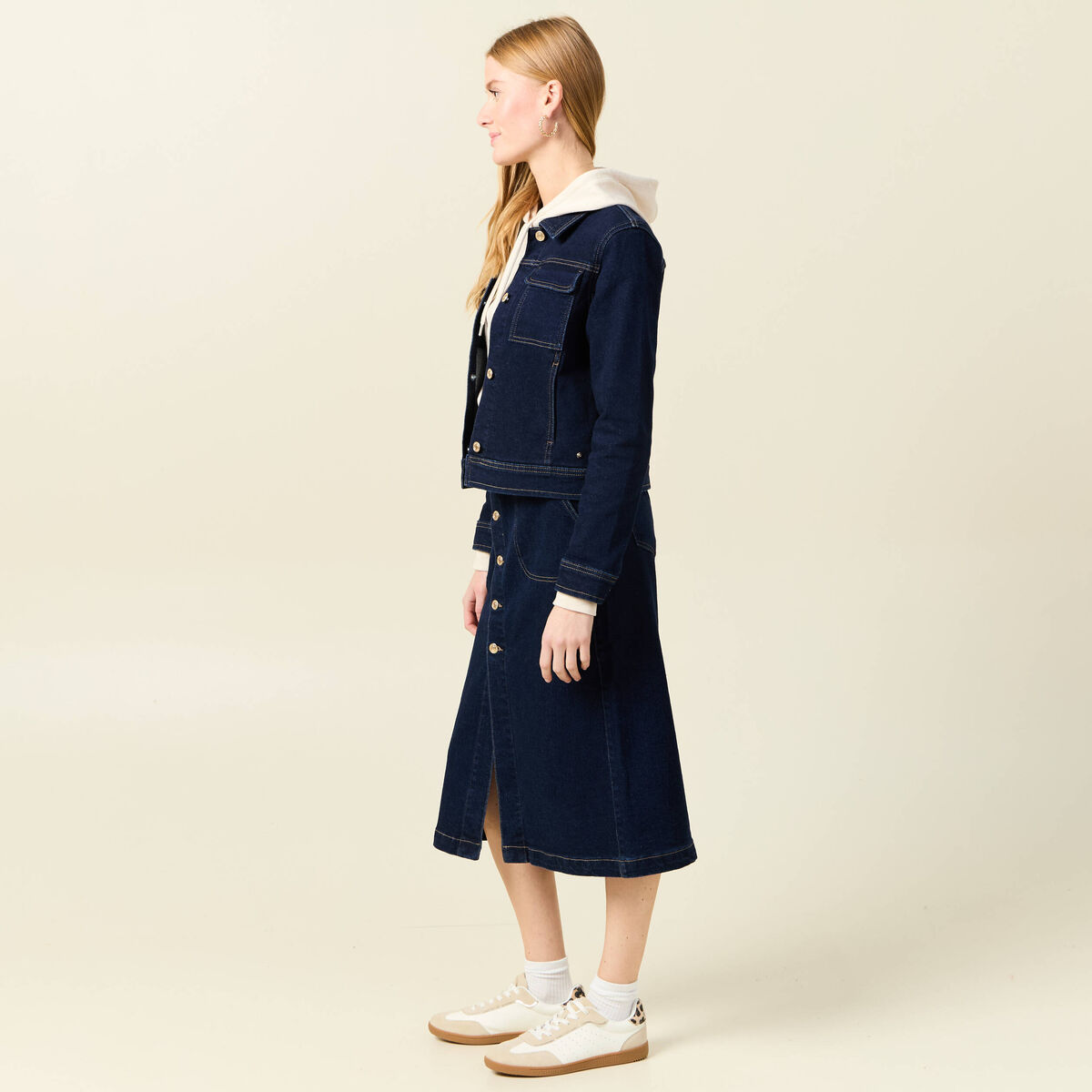 Veste en jean droite denim brut femme