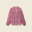 Blouse manches longues col V rose femme