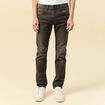Jeans straight longueur 34 denim marron fonc&eacute; homme